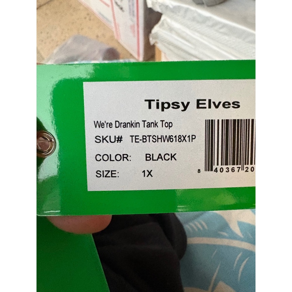 1X - Tipsy Elves Were Drankin Racerback‎ Tank Top Black Plus Size 1X Graphic Tee - Picture 4 of 4